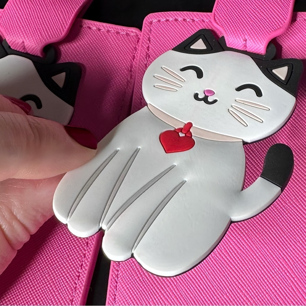 Pink Cat Travel Luggage Tags Set of Two - Picture 4 of 4